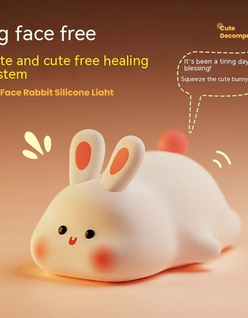 Load image into Gallery viewer, Cute LED Night Light Touch Sensor Cartoon Kid&#39;S Nightlights Big Face Rabbit Silicone Night Light Christmas Gift Bedside Lamp Home Decor
