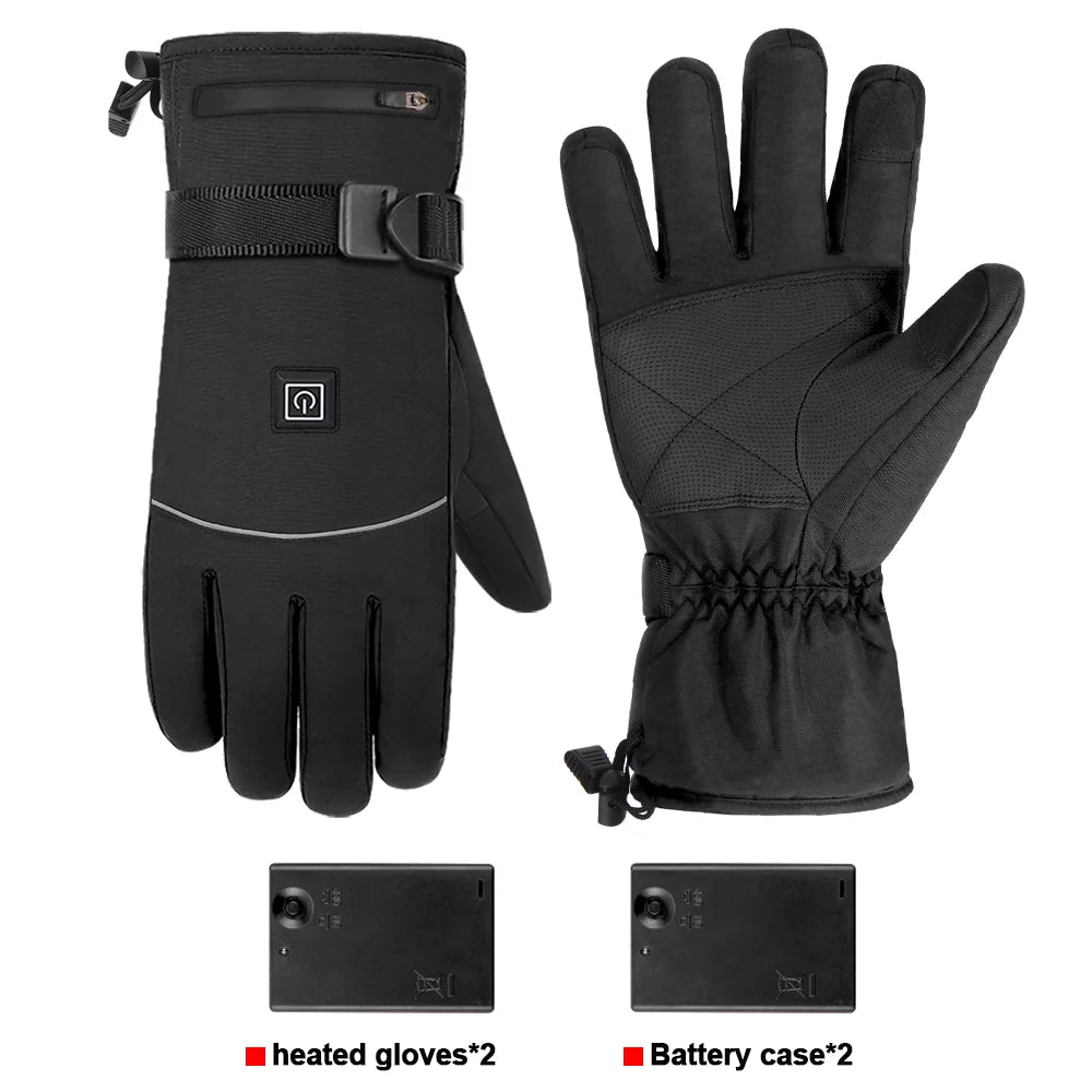 Motorcycle Heated Gloves Winter Warm Lithium Battery Heated Gloves Touch Screen Waterproof Skiing Heated Rechargeable Gloves