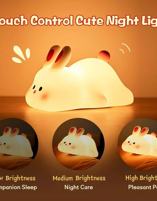 Load image into Gallery viewer, Cute LED Night Light Touch Sensor Cartoon Kid&#39;S Nightlights Big Face Rabbit Silicone Night Light Christmas Gift Bedside Lamp Home Decor
