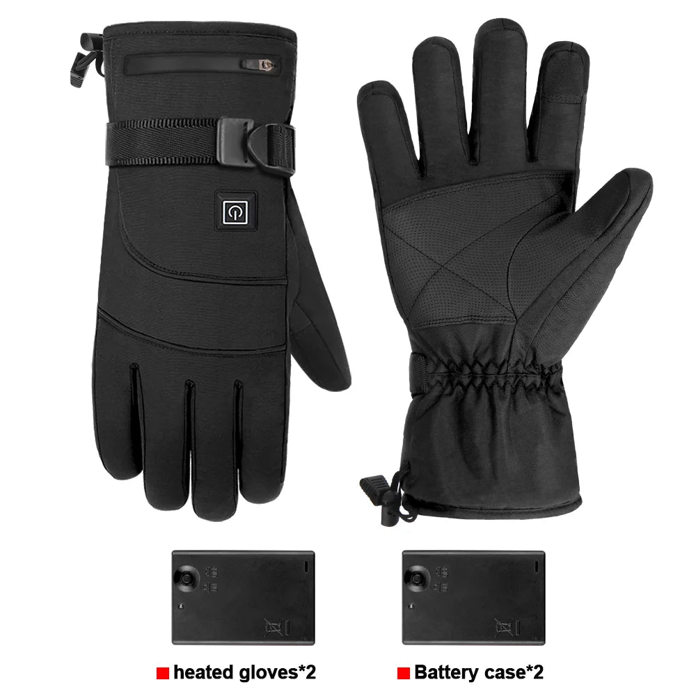 Motorcycle Heated Gloves Winter Warm Lithium Battery Heated Gloves Touch Screen Waterproof Skiing Heated Rechargeable Gloves