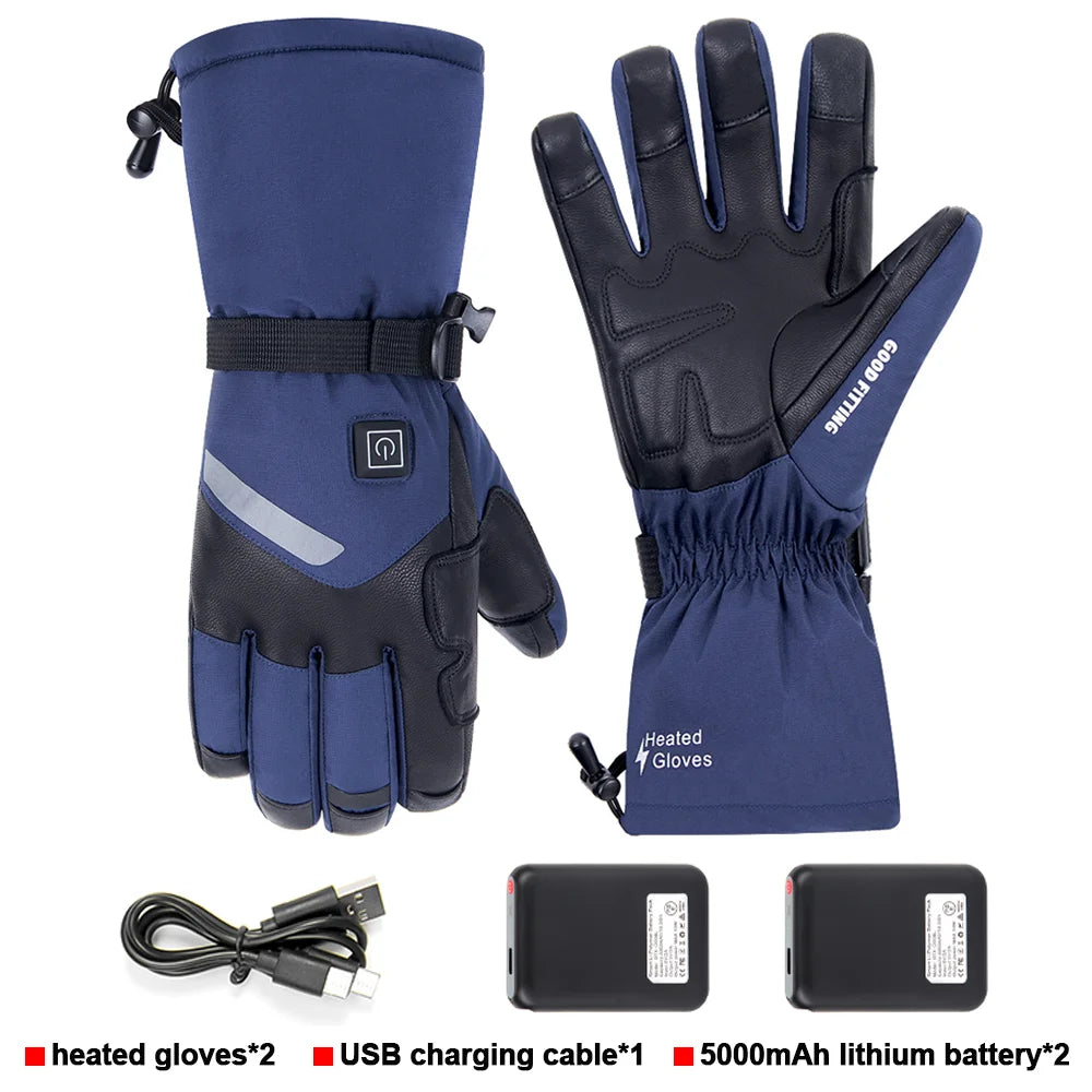 Motorcycle Heated Gloves Winter Warm Lithium Battery Heated Gloves Touch Screen Waterproof Skiing Heated Rechargeable Gloves