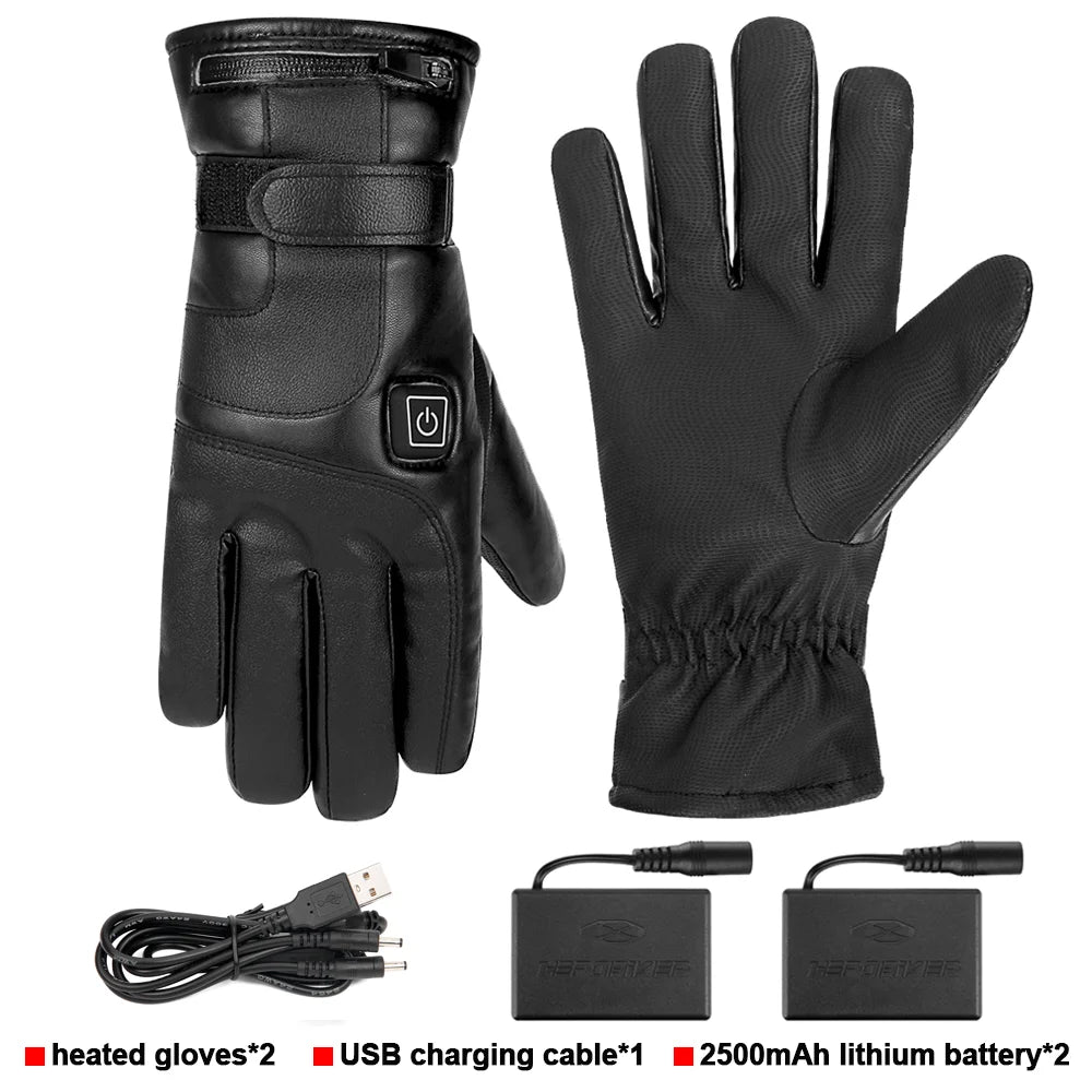 Motorcycle Heated Gloves Winter Warm Lithium Battery Heated Gloves Touch Screen Waterproof Skiing Heated Rechargeable Gloves