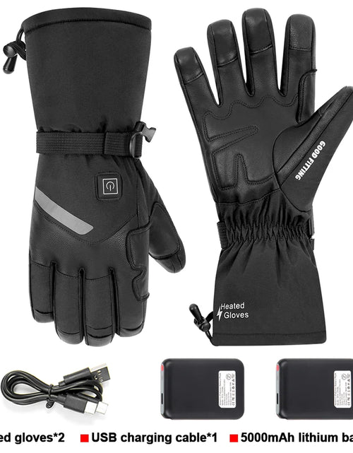 Load image into Gallery viewer, Motorcycle Heated Gloves Winter Warm Lithium Battery Heated Gloves Touch Screen Waterproof Skiing Heated Rechargeable Gloves
