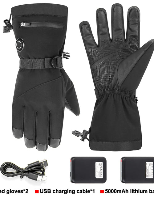 Load image into Gallery viewer, Motorcycle Heated Gloves Winter Warm Lithium Battery Heated Gloves Touch Screen Waterproof Skiing Heated Rechargeable Gloves
