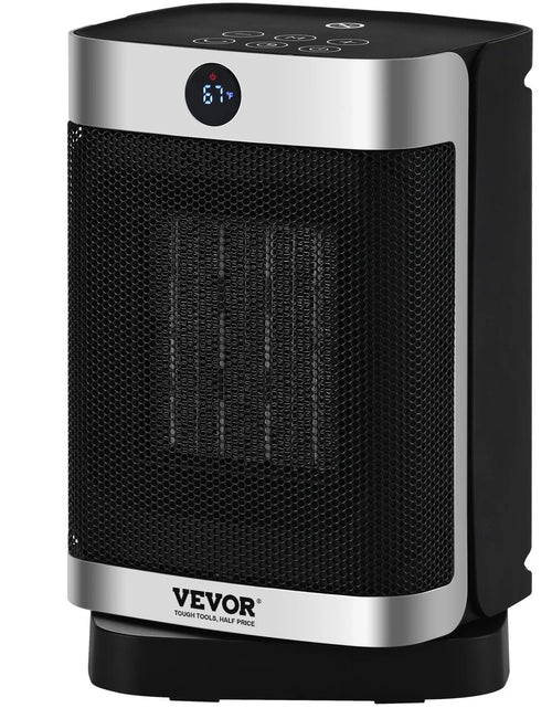 Load image into Gallery viewer, VEVOR Electric Space Heater with Thermostat Remote Control, 2-Level Adjustable Quiet Ceramic Heater Fan, 10 in Tip-Over Shutdown Overheat Protection Small Heaters for Office Room Desk Indoor Use
